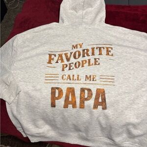 Light Gray Hoodie with Bold Orange Print